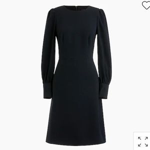 JCREW Long Sleeve Black Shift Dress in 365 Crepe